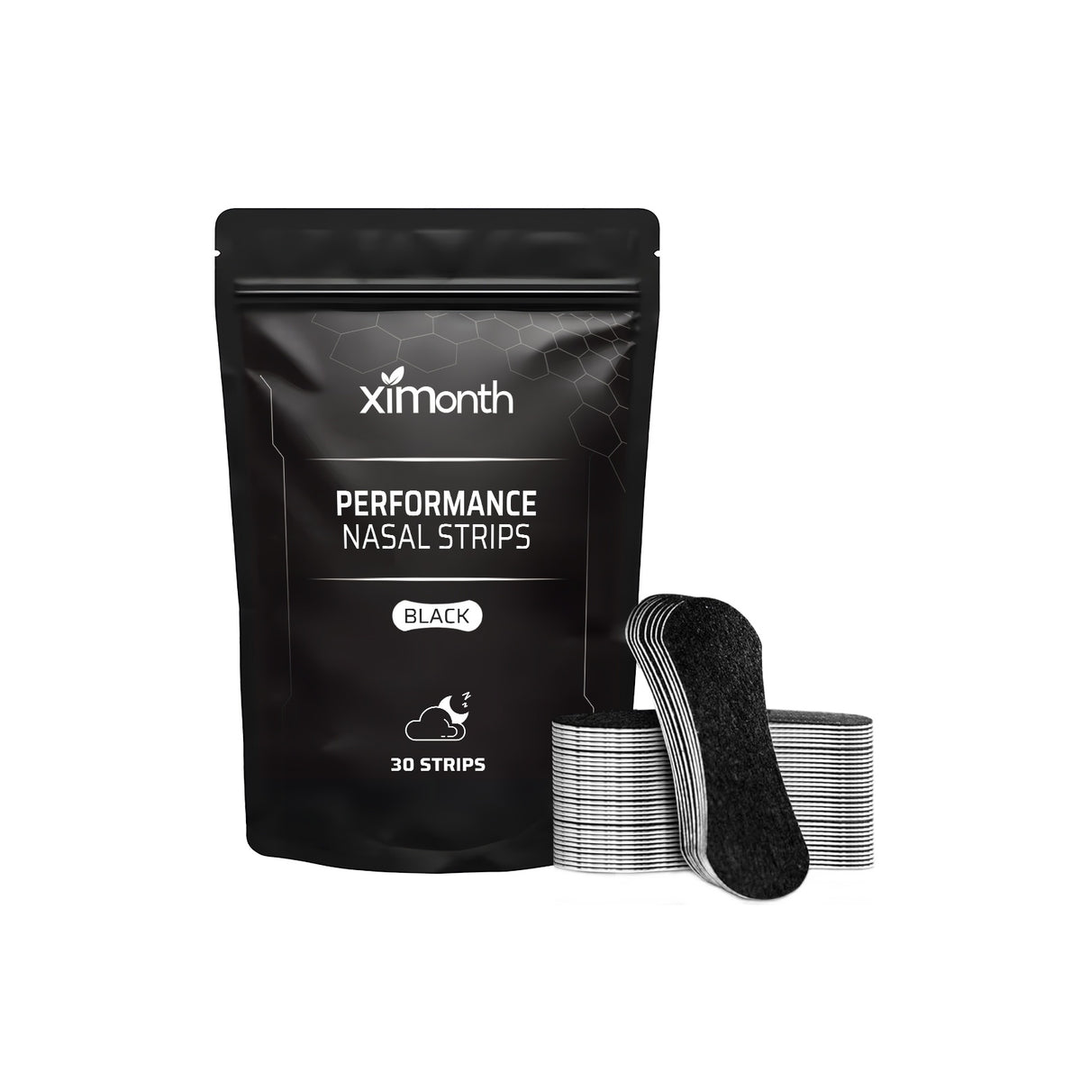 Performance nasal strips pouch beside stacked strips